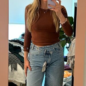 Aritzia Sun•deh Brown Long Sleeve Top